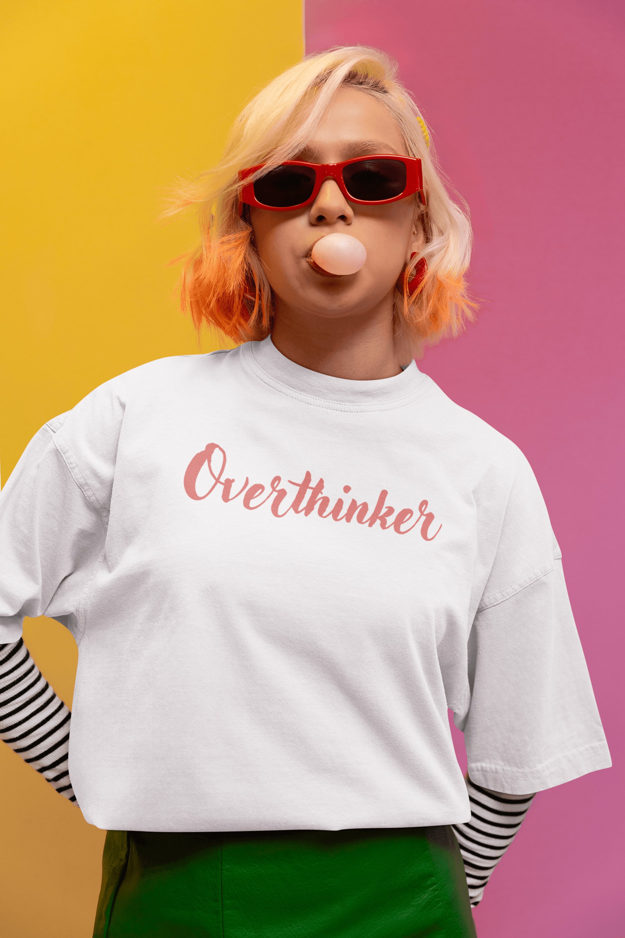 Overthinker White Oversized T-Shirt - BearBiceps