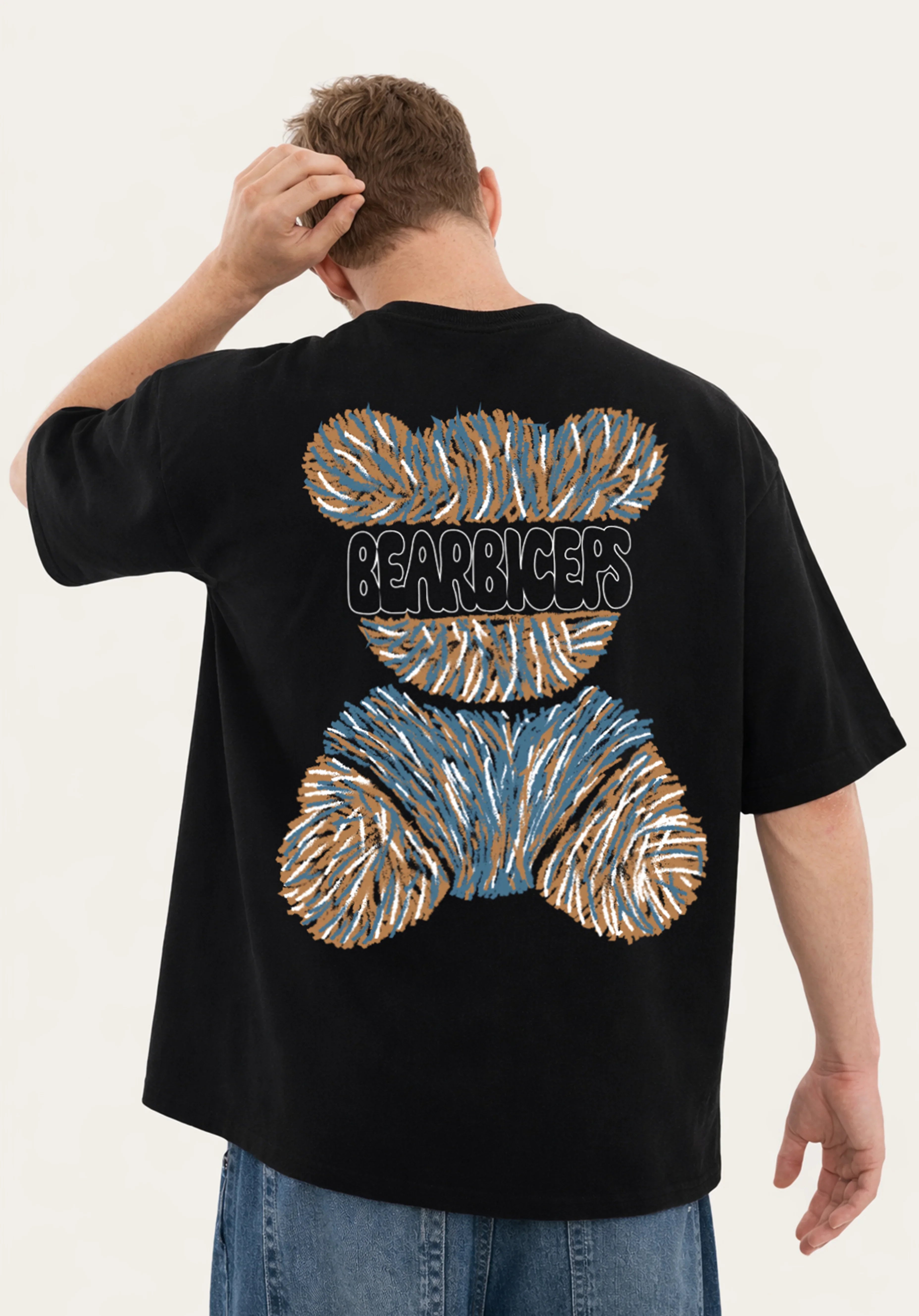 Bearbiceps raw bear black tshirt back man