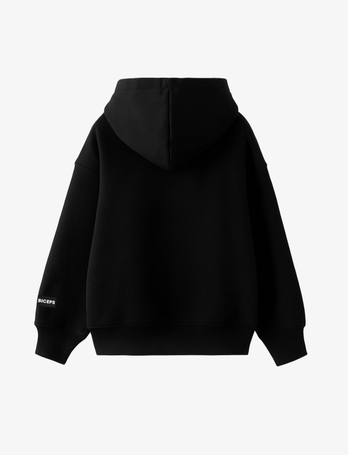 Black oversized BEARBICEPS hoodie with signature branding back
