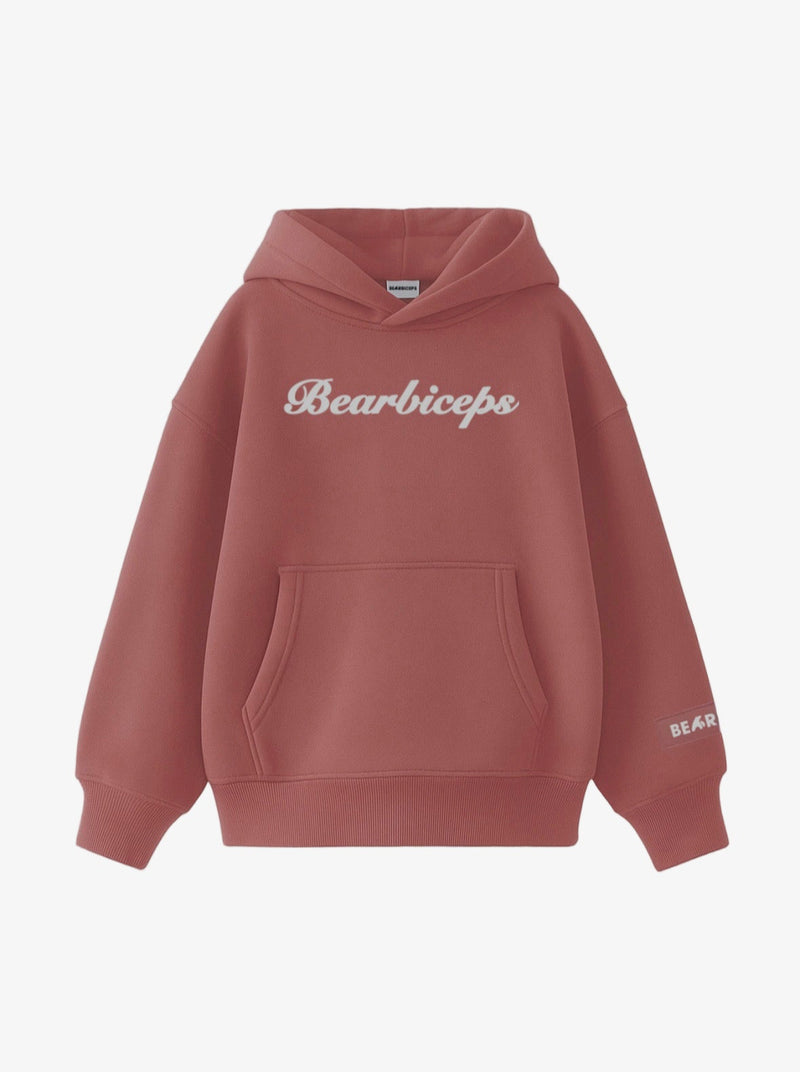Peach oversized BEARBICEPS hoodie with signature branding