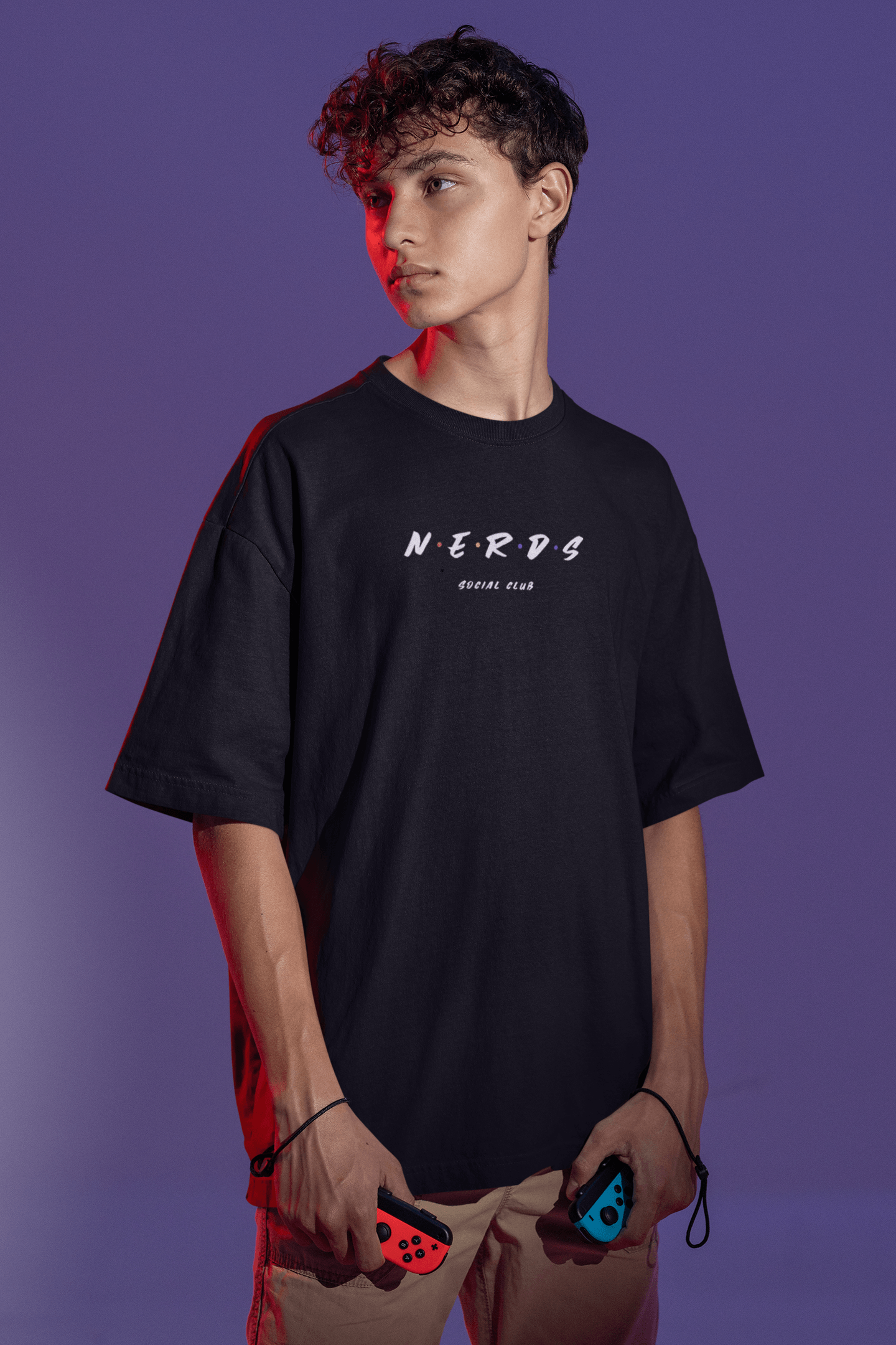 Nerds Black Oversized T-shirt - BearBiceps